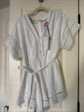 Kos Resort White Romper with Waist Tie large